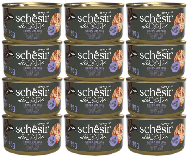 쉐지애 스케지어 애프더다크 고양이 주식캔, 홀푸드브로스 닭+오리, 80g, 12개