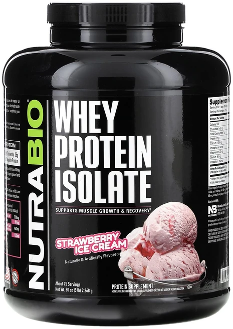 NutraBio 분리유청단백질 딸기 아이스크림 2 268g(5lb) NutraBio (뉴트라바이오), 1개, 2.268g - 쿠팡
