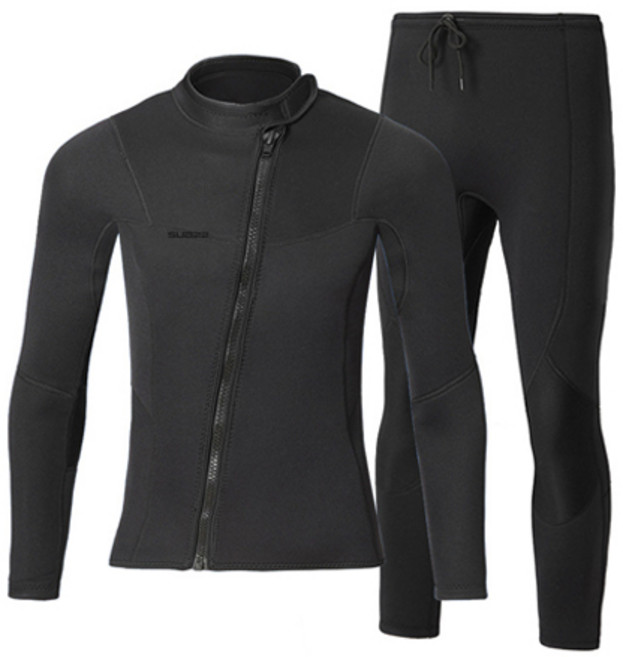 SUB22 다이빙슈트 상하의 분리형 서핑 웻슈트, 블랙