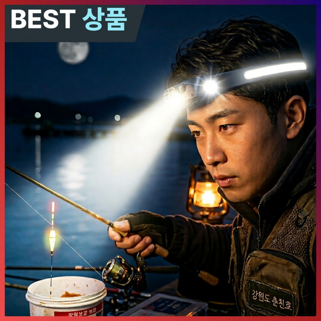 퓨리픽 LED 충전식 모션 센서 해드랜턴 초경량 C타입 KC인증 해루질 등산 작업용 낚시 캠핑, 다크블랙, 1개