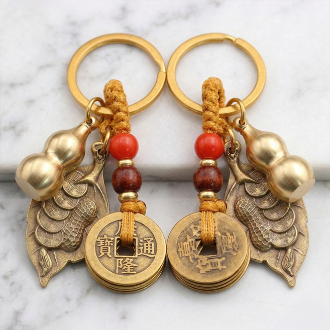 에클라 운이트이는 재물운 액막이 키링 열쇠고리, 2개, 골드