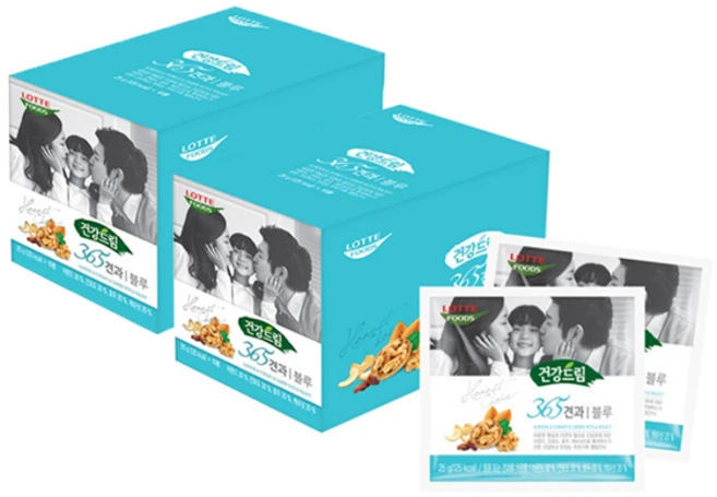 롯데웰푸드 건강드림365 견과 블루 2곽 20봉 간식 간편한 필수 하루 영양, 2개 - 쿠팡