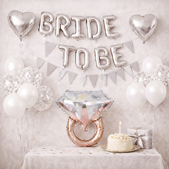 올리브파티 브라이덜샤워 하트풍선 가랜드 풍선 파티용품 세트, 1세트, 실버_브라이드투비