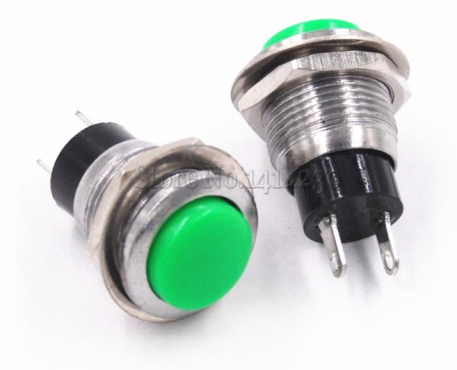 잠금 없는 미니 라운드 푸시 단추 스위치 녹색 리셋 경적 초인종 3A 125VAC DS-318 100 개