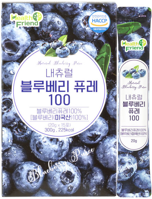 헬스프랜드 내츄럴 블루베리 퓨레 100, 15개, 20g