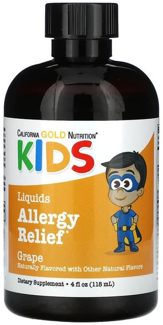 캘리포니아 골드 뉴트리션 어린이용 액상 알레르기 완화제 알코올 무함유 포도 맛 118ml(4fl oz), 118ml, 1개 - 쿠팡