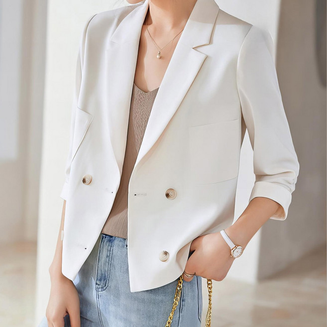 클라셰 백슬릿디테일롤업자켓_CL6MJK003C