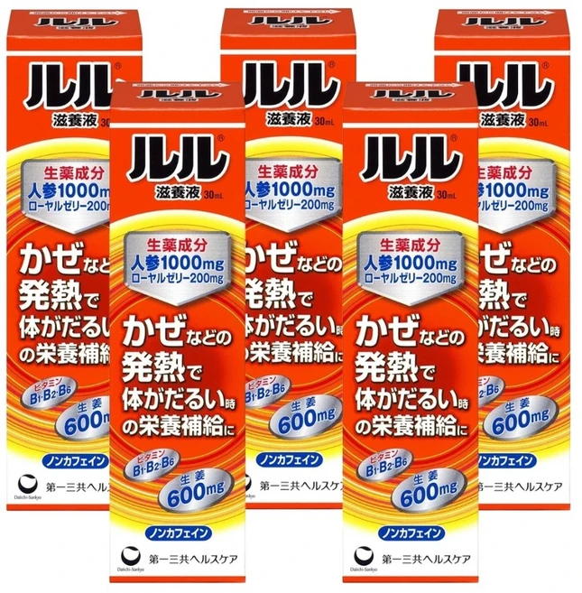 일본 다이이치산쿄 루루 자양액 30mL 인삼 로열젤리 발열 시 영양보급 자양강장, 5개, 1회분 - 쿠팡