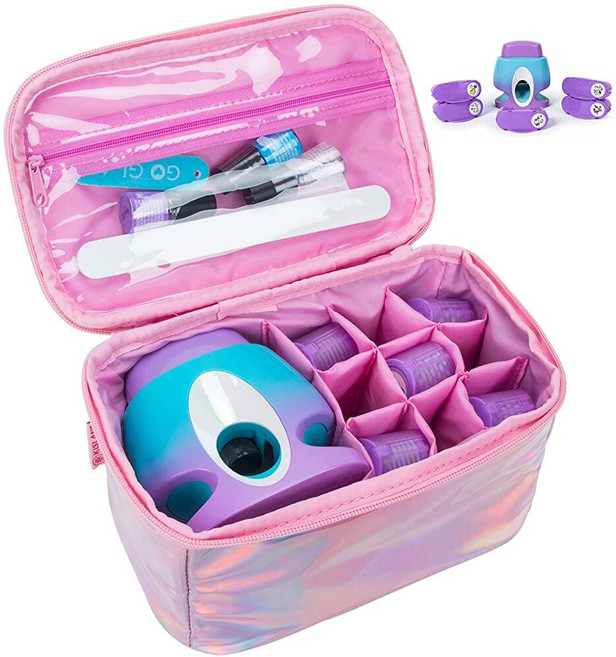 KISLANE Cool Maker 네일 스탬퍼와 호환되는 휴대용 케이스 GO Glam 스탬퍼 리필용 방수 보관 아동용 액세서리 오거나이저 (글로시 핑크) 177138, KISLANE Cool Maker 네일 스탬퍼와 호환되