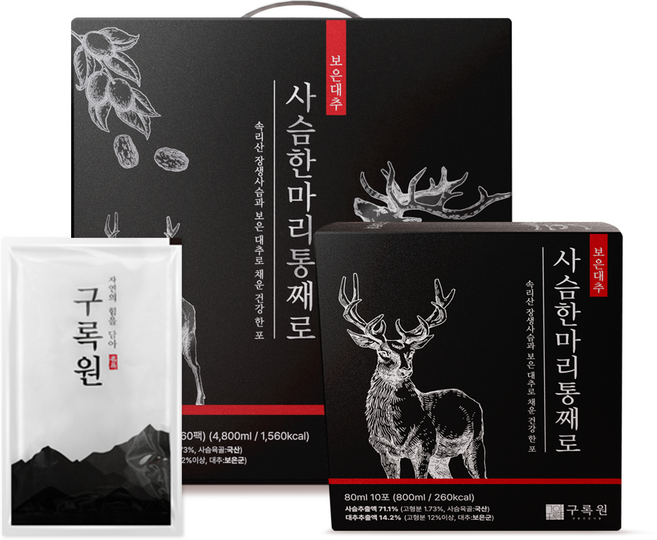 구록원 보은대추 사슴한마리통째로 80ml 60포 기타건강즙, 60개