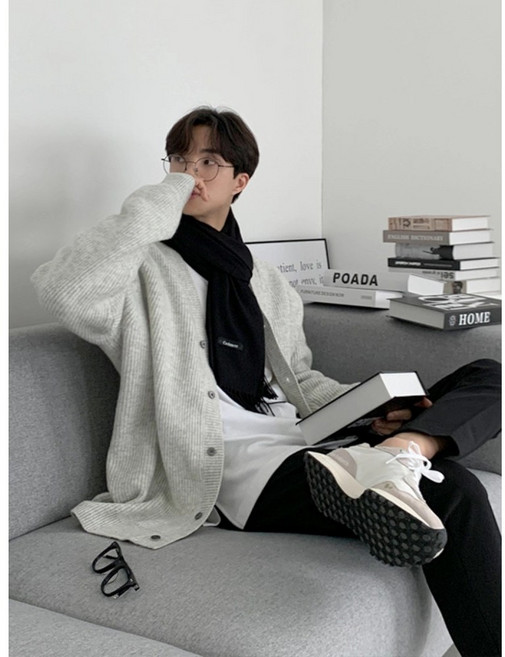 style dr 남자 가디건 니트 박시 단추 가디건 오버핏 니트