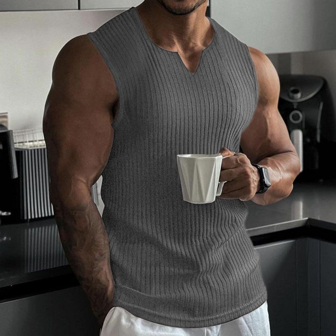 메인워크 남성 민소매 티셔츠 여름 냉장고 통기성 니트 스트라이프 런닝 오버핏 쿨링 트레이닝 캐주얼 브이넥 나시 상의