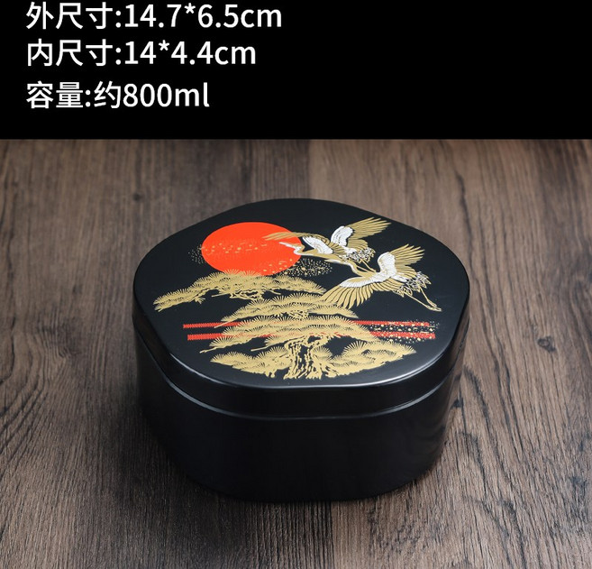 칠기 장어덮밥 찌라시즈시 초밥 규동 덮밥 돌산 초밥찬합 스시 밥 우동, 소나무 두루미-흑 원형 장어통, 1개