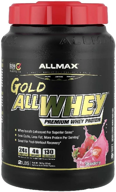 올맥스 골드올웨이 GOLD ALLWHEY 단백질 쉐이크 프로틴 스트로베리 딸기 분말907g, 907g - 쿠팡