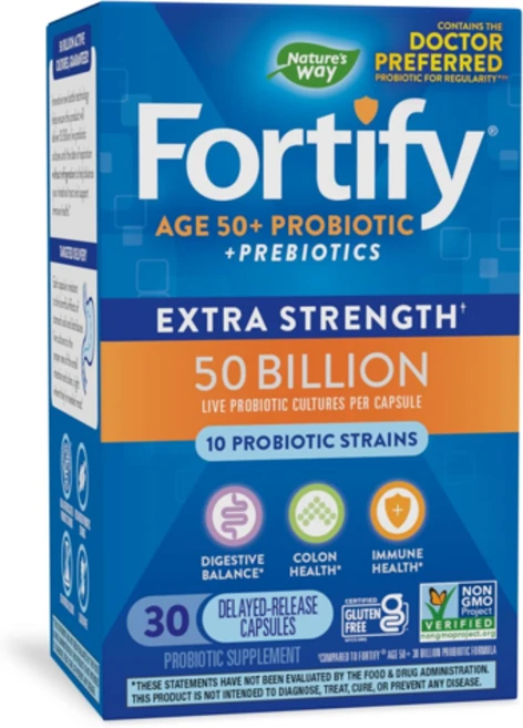 네이처스웨이 Fortify 50대이상 프로-프로바이오틱 500억 10종균주 30억, 1개, 30정 - 쿠팡