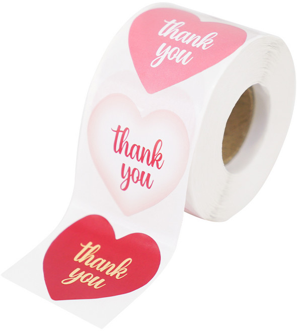 디어플레이스 포장 꾸미기 롤스티커 12종, 1개, 01 땡큐 하트 500매