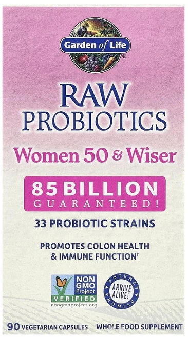 Garden of Life 가든 오브 라이프 로우 프로바이오틱스 여성용 50세 이상 - 50 와이저 여성 아시도필루스 생균 프로바이오틱스에서 생성된 비타민 효소 프리바이오틱스, 90정, 1개 - 쿠팡