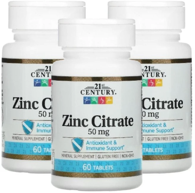 21st Century 구연산 시트르산 아연 50 mg 60정 Zinc Citrate3개 - 쿠팡