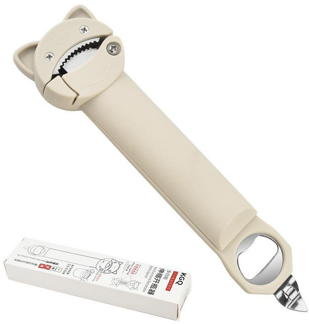 Buyzonkor 다용도 길이조절 병 캔 뚜껑 오프너 뚜껑따개, 화이트, 1개