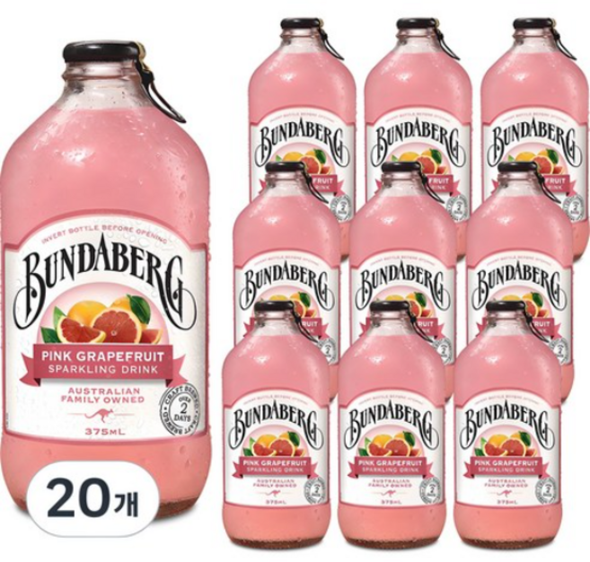 분다버그 핑크 그래이프푸르트 탄산음료, 375ml, 20개