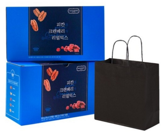 넛츠앤베리스 피칸과 크랜베리가 들어간 리얼 믹스넛 15p + 쇼핑백, 300g, 2개