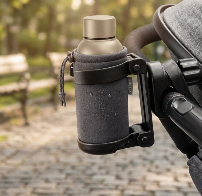 장씨마켓 육아필수템 간편설치 유모차 컵홀더, 1개, 블랙