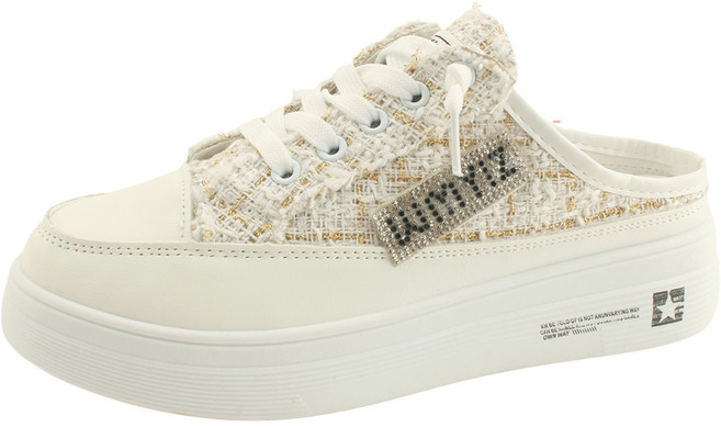 트위드 모직 체크 큐빅 운동화 뮬 블로퍼 슬리퍼