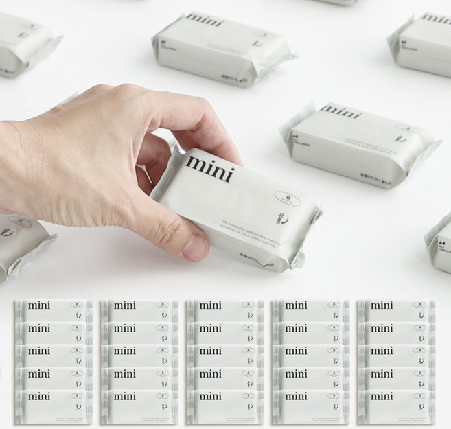 올챌린지 미니 포켓 물티슈 8매 25팩, 미니 물티슈, 25개