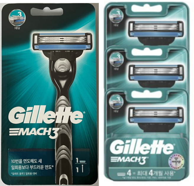 질레트 마하3 메뉴얼 면도기 세트 (면도기 1개 + 날 13개) 구성 상품, 1세트, 면도기(1개)+면도날(13개)