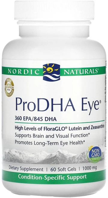 노르딕내추럴 ProDHA Eye 500mg 소프트젤60정 루테인20 지아잔틴4 오메가3 1460mg, 60개, 60정 - 쿠팡