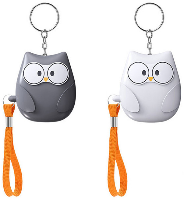 2개세트 부엉이 호신용 휴대용 경보기, 그레이+화이트, 2세트