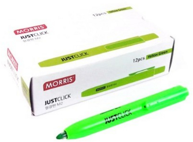모리스 저스트클릭 형광펜 M2, 연두, 12개
