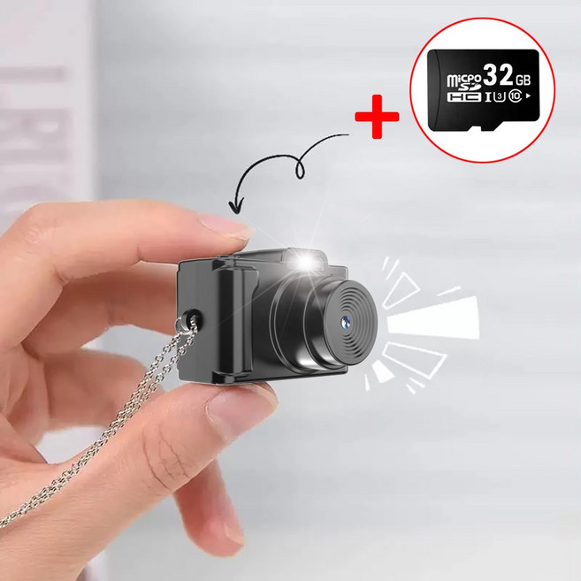 미니키링캠 휴대용 1080p 고화질 초소형 빈티지디카, 미니카메라 + 32GB SD 카드