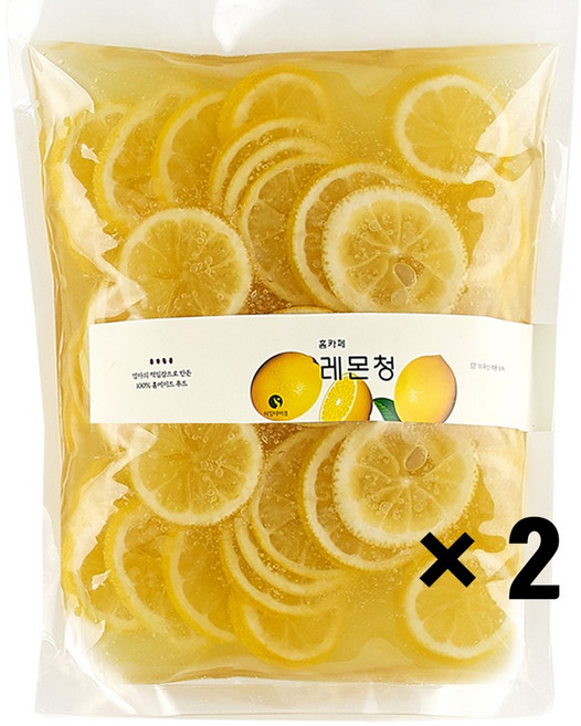 레몬듬뿍 수제 레몬청 허밍테이블 홈카페, 2kg, 1개입, 2개
