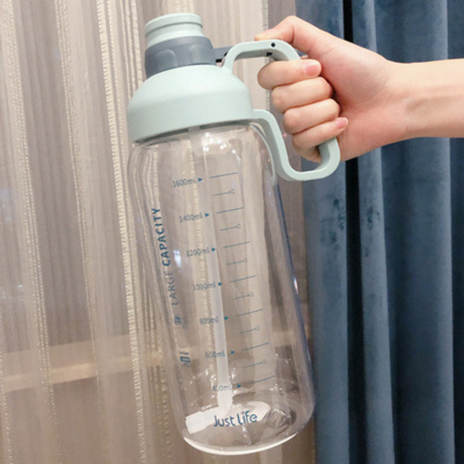 [LM] 빨대 트라이탄 졸업 휴대용 물병 1.8L 플라스틱 컵 대용량 공간 컵 야외 스포츠 주전자, C, 1개