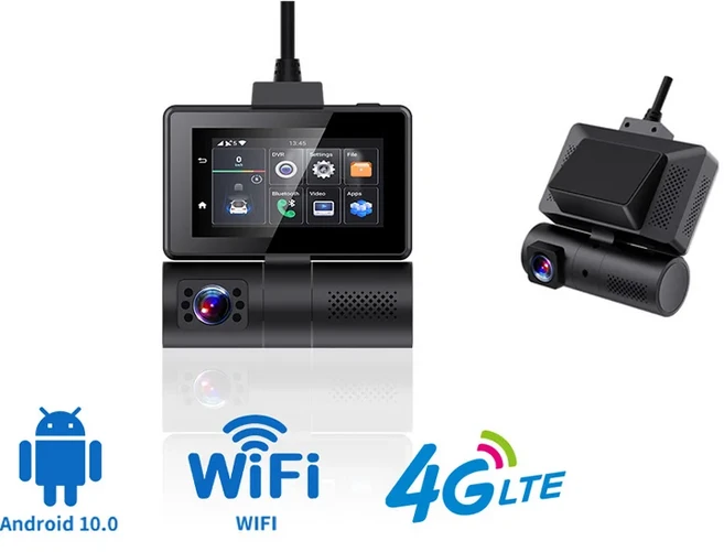 ADAS 4G 안드로이드 DVR 원격 주차 모니터 3 인치 터치 대시 캠 와이파이 GPS 듀얼 렌즈 2WAY 토크 자, 03 none, 01 Black