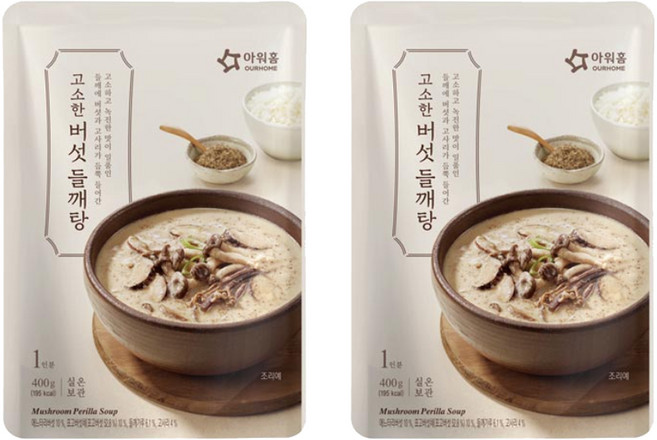 아워홈 고소한 버섯 들깨탕, 400g, 2개