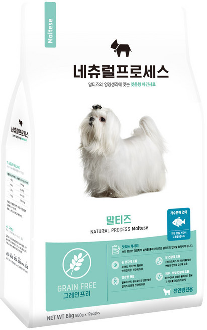 네츄럴프로세스 전연령 말티즈 전용 강아지사료 6kg 대용량 개별속포장, 1개