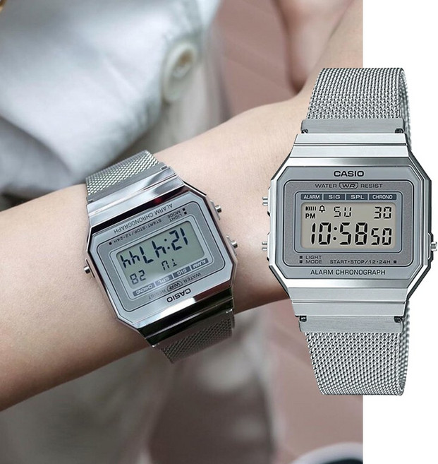 백화점AS가능 카시오 레트로 빈티지 사각 스퀘어 메탈 전자시계 A-700WM-7ADF 데일리 학생 커플 지코스모제품