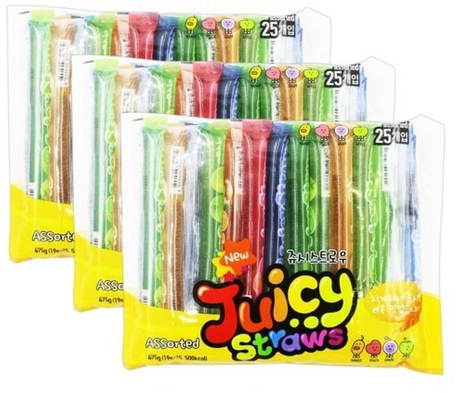 어쏘티드 젤리스트로우 482g (25입) x 3개 얼려먹는젤리