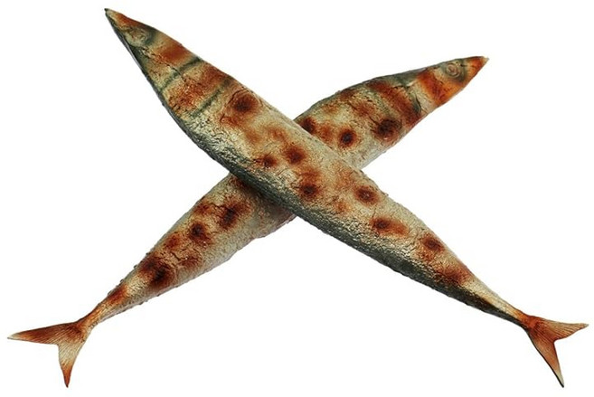 speed mao 리얼 진짜와 꼭 닮음 꽁치구이 식품 시료 식품모형 2마리 세트, 1개, 상세페이지 참조