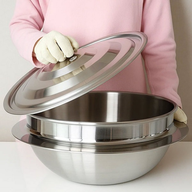 국산 인덕션 가마솥 스텐 솥 대형 업소용 솥단지 화덕 스텐솥 아미쿡, 1개, 통3중 스텐 가마솥, 40cm