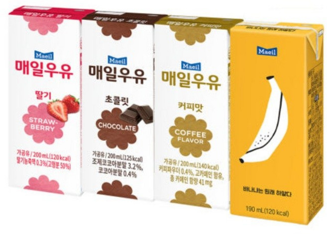 매일유업 매일우유 4종 24팩 (딸기6+초코6+커피6+바나나6), 1개, 24개, 200ml