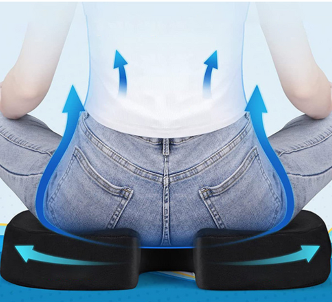 센스 꼬리뼈 방석 엉덩이 자세 교정 골반 도넛 체중 분산, 바른자세방석 블랙