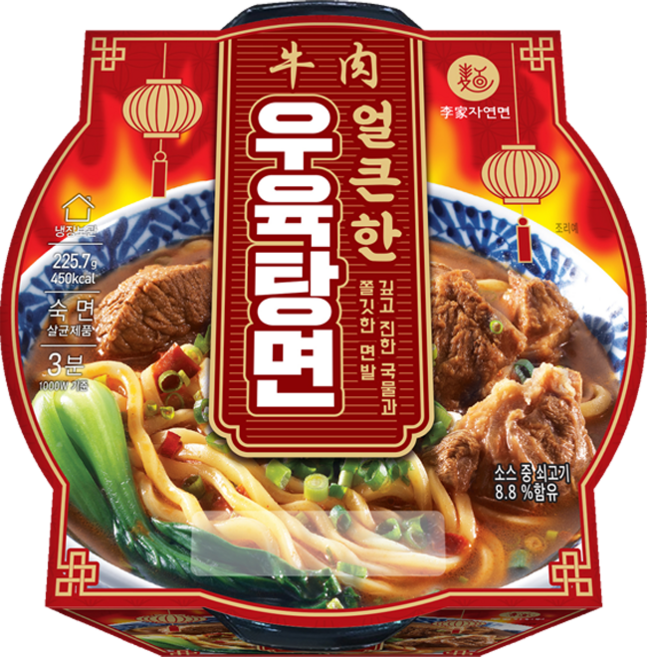 이가자연면 얼큰한 우육탕면, 3개, 225.7g