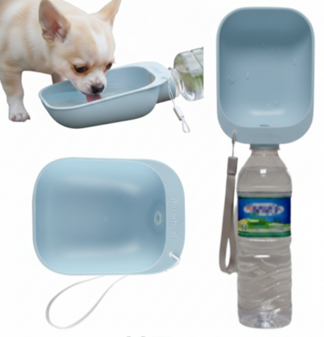 강아지 휴대용 물통 페트병 호환 생수병 호환, 블루, 1개