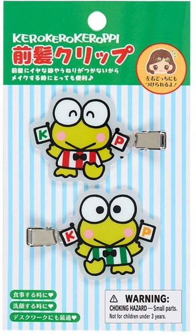 산리오 언제까지나 잡화 시리즈 헤어클립 2p 세트 케로피, 1개, 그린 - 쿠팡