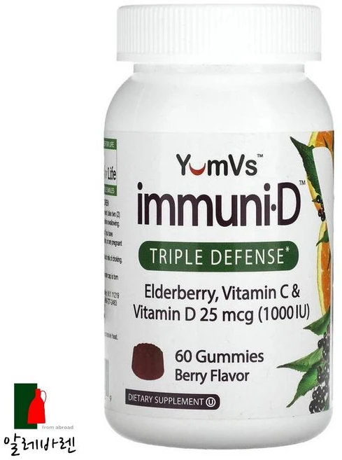 YumVs 엘더베리 25mg 비타민C 30mg 비타민D 12.5mcg 베리맛 구미 60개, 1개, 60ml - 쿠팡