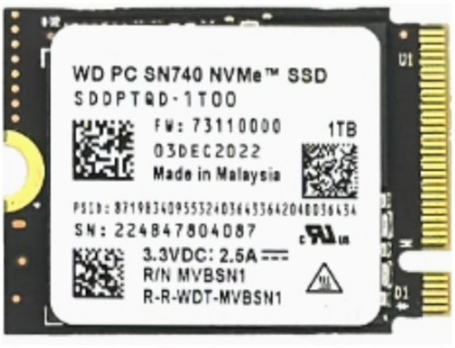 WD 2230 NVMe PCIe Gen 4x4 SSD 마이크로소프트 서피스 프로 X 노트북 3 스팀 데크용 2TB M.2, [01] 1TB, 1TB