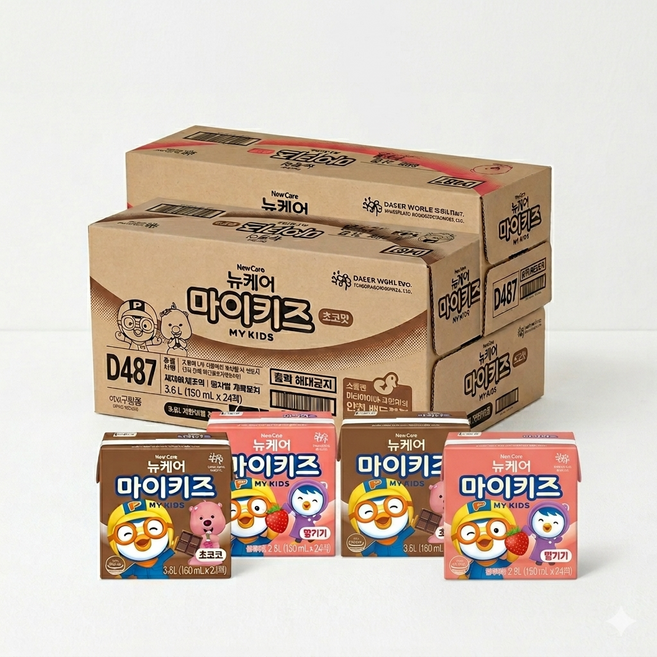 뉴케어 마이키즈 초코맛 150ml + 딸기맛 150ml + 증정 (저당 고소한맛 150ml ), 52개